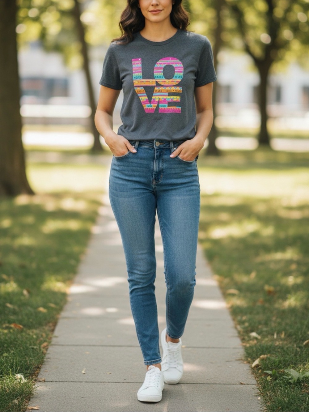 Gildan Graphic Love Short Sleeve Shirt Gray Size M